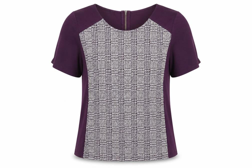 Front view of Next Women's Purple Check T-Shirt -, size 18