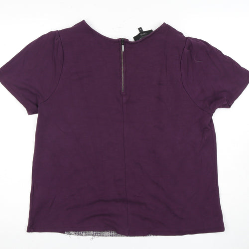 Next Women's Purple Check T-Shirt - Size 18