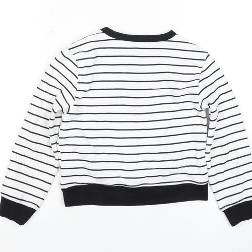DKNY Boys Henley Striped Hoodie White 5 Years