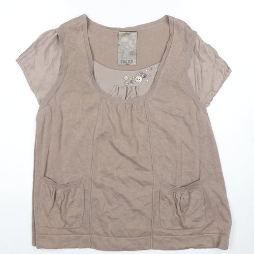 Next Women's Beige Scoop Neck Top Size 20