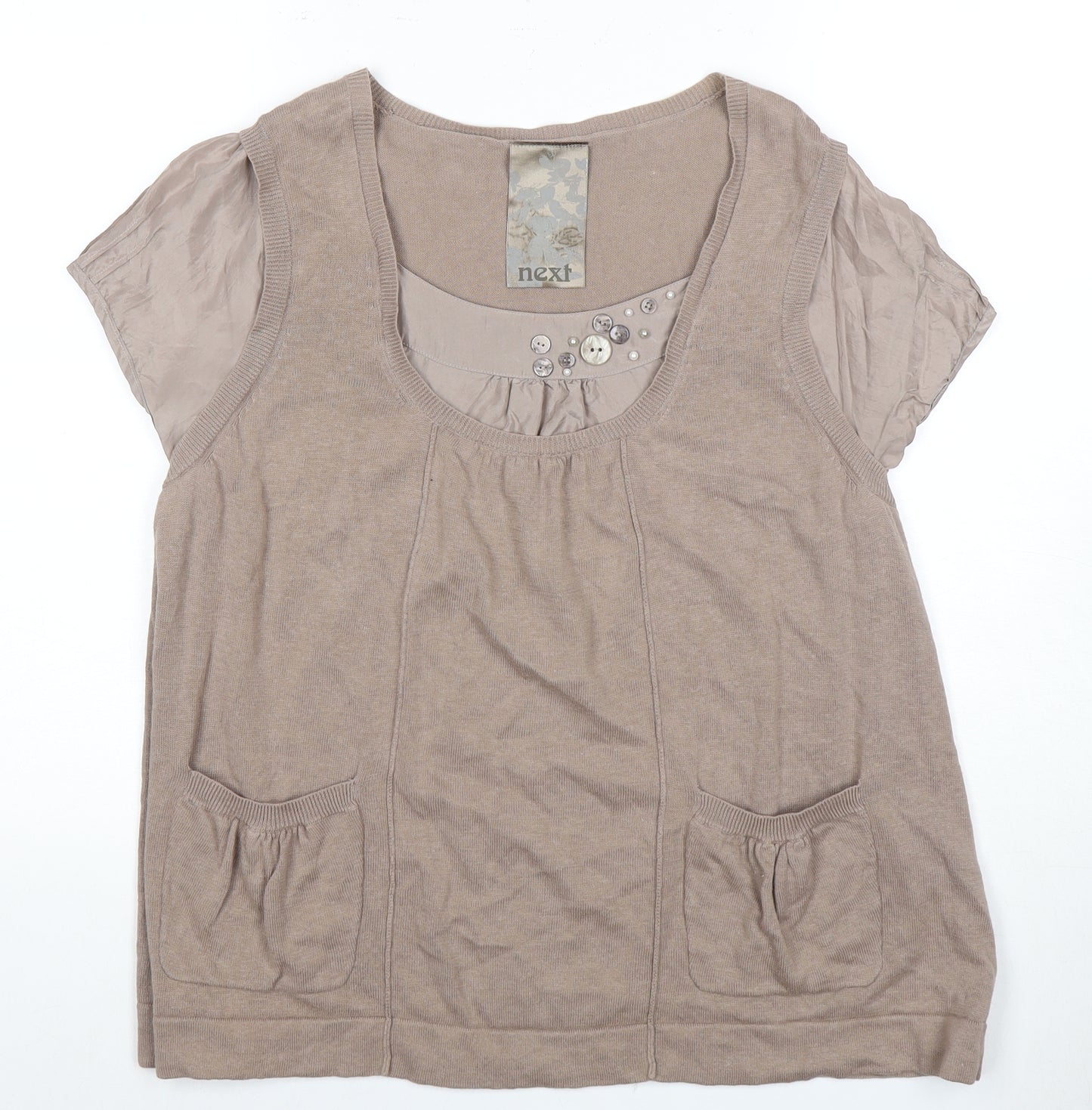 Next Women's Beige Scoop Neck Top Size 20