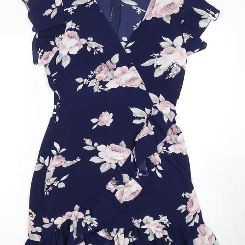 Quiz Women's Floral Wrap Dress Size 8 Multicoloured