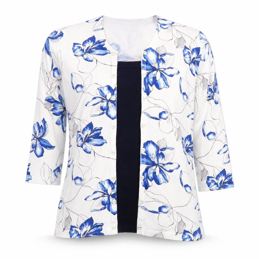 Front view of Just Elegance Women's Multicoloured Floral Button-Up M