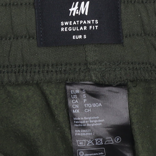 H&M Men's Green Sweatpants S Regular Fit