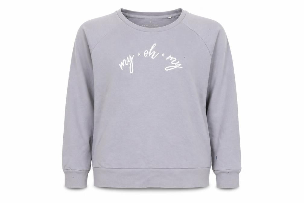 Front view of Pollyanna Women's Grey Pullover Sweatshirt S Casual