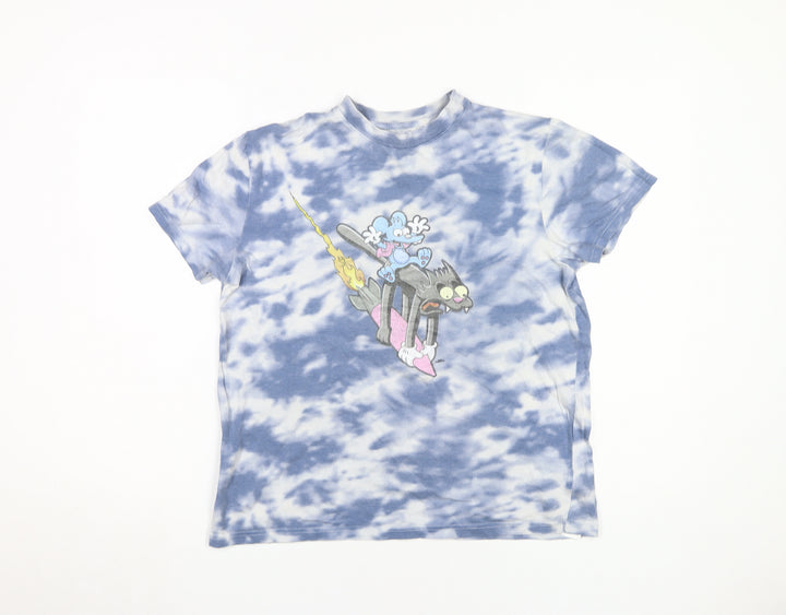 Simpsons Blue Tie Dye T-Shirt XS Unisex Adults