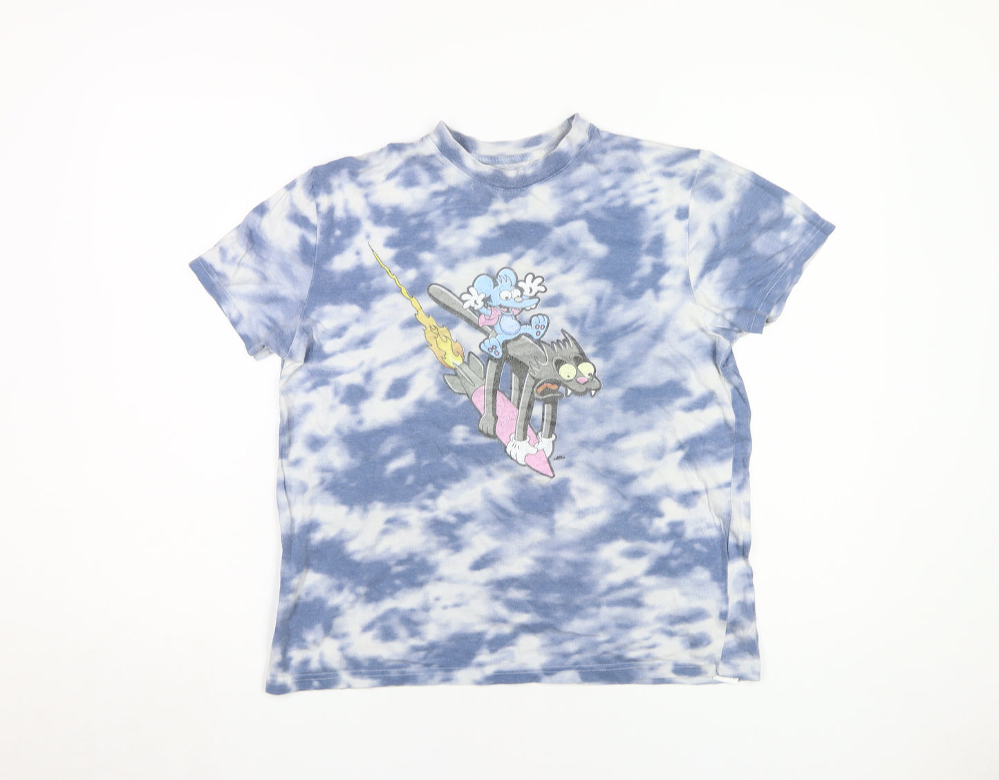 Simpsons Blue Tie Dye T-Shirt XS Unisex Adults