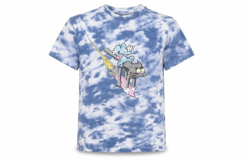 Simpsons Blue Tie Dye T-Shirt XS Unisex Adults