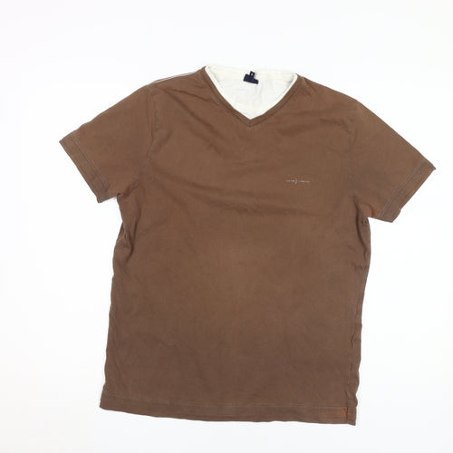 Jasper Conran Men's Brown V-Neck T-Shirt Size M