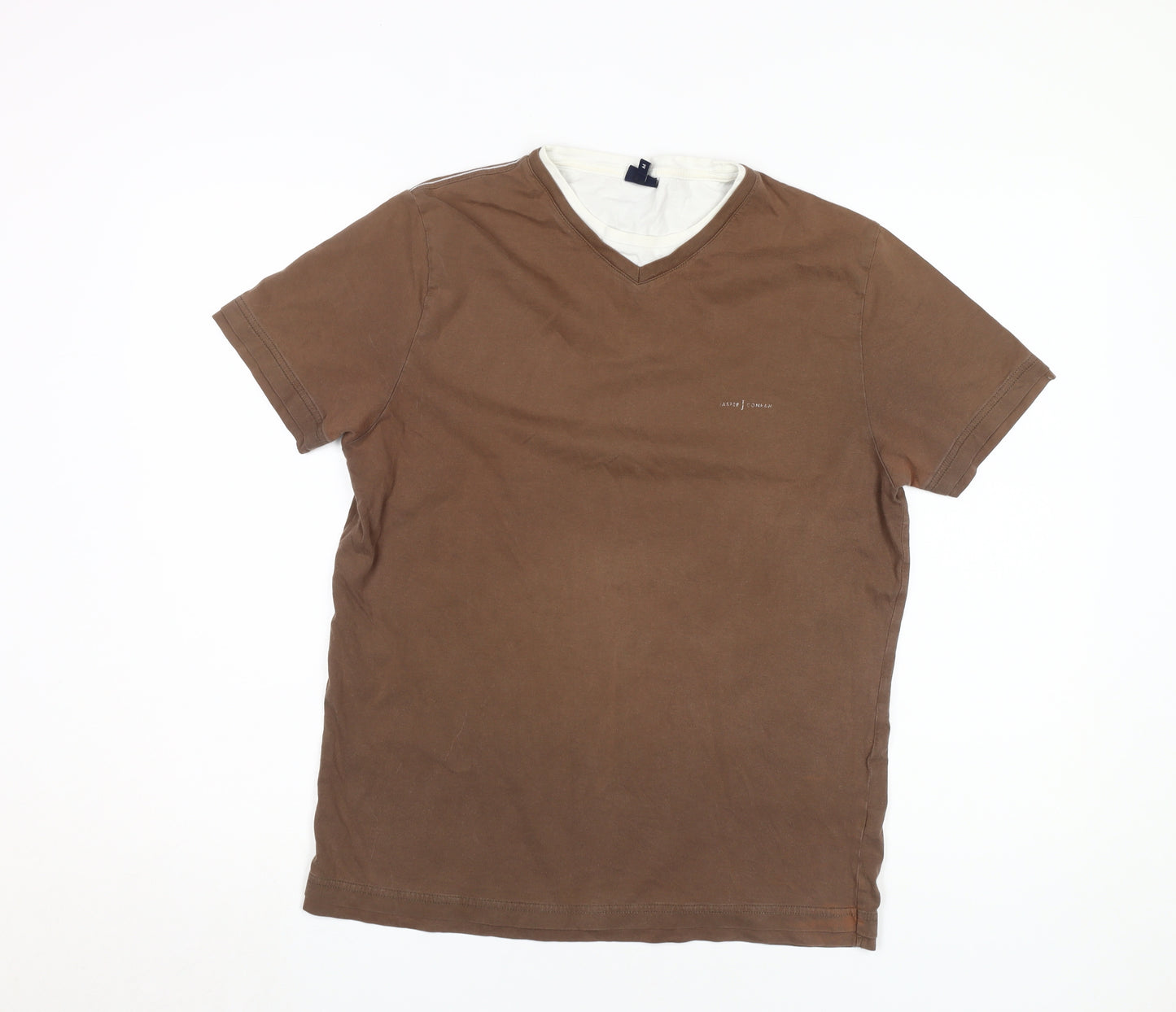Jasper Conran Men's Brown V-Neck T-Shirt Size M