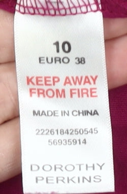 Dorothy Perkins Women's Pink T-Shirt Size 10 Cap Sleeve Cotton