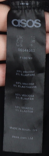 ASOS Women's Black High Neck Long Sleeve Dress 10