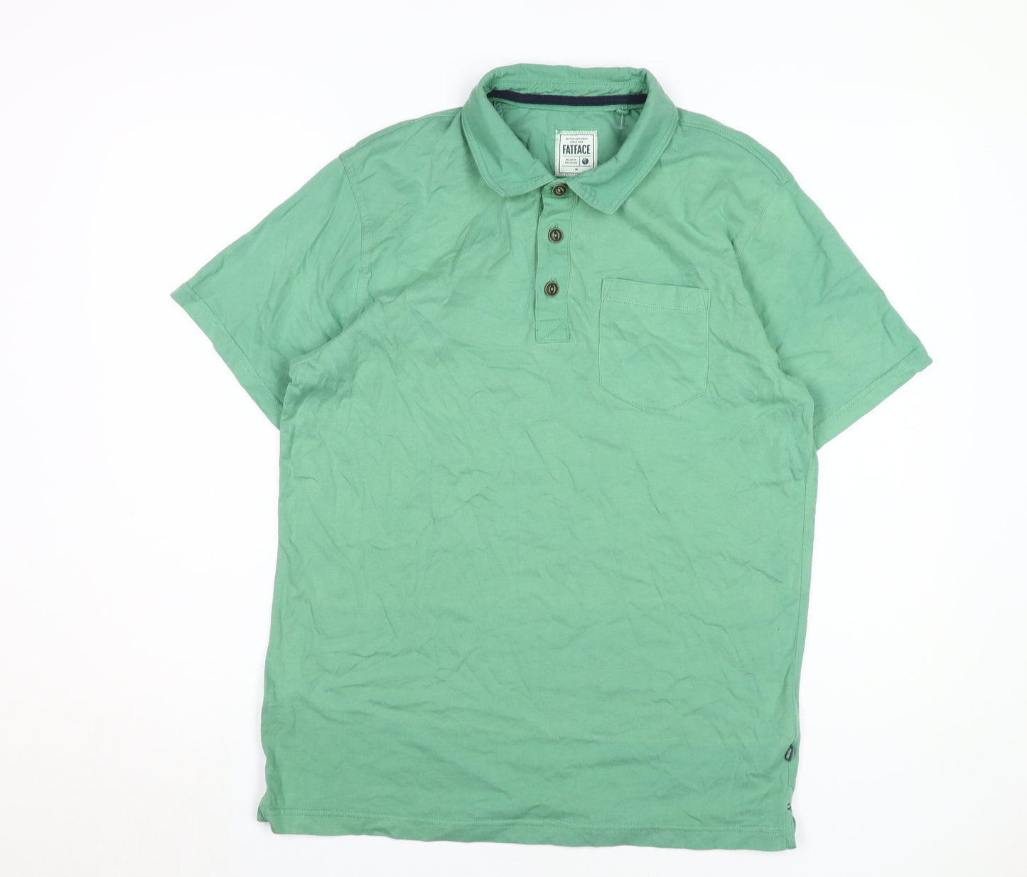 FatFace Men's Green Polo Shirt, Medium, 100% Cotton