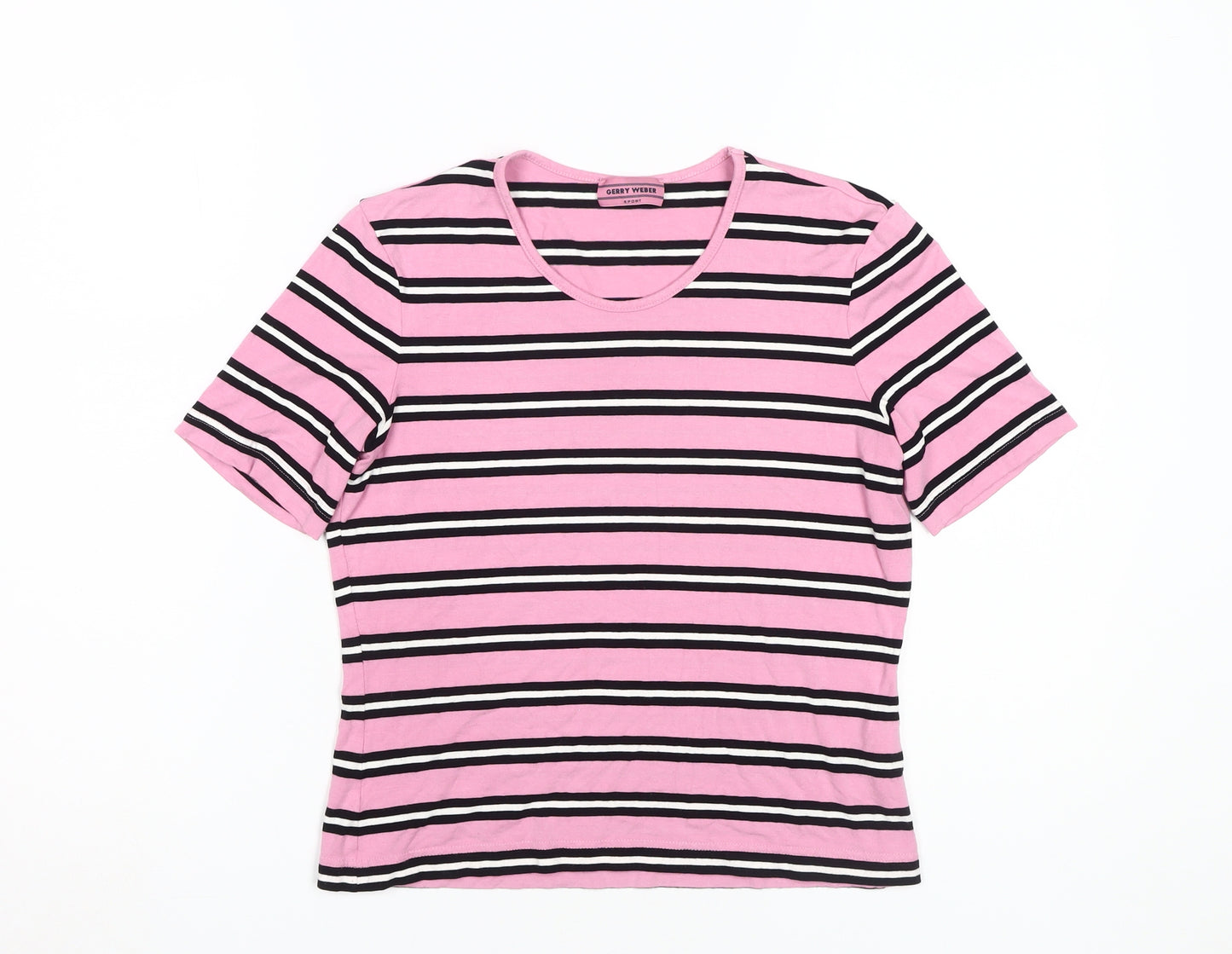 Gerry Weber Women's Pink Striped T-Shirt Size 8