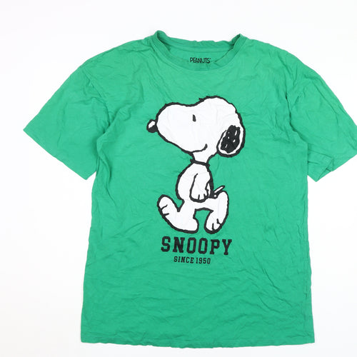 Peanuts Unisex Green T-Shirt with Snoopy, S