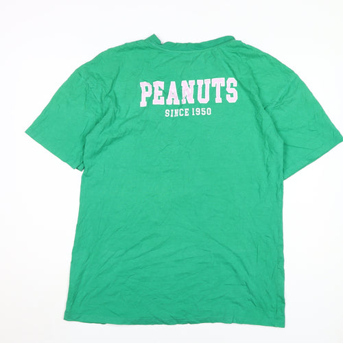 Peanuts Unisex Green T-Shirt with Snoopy, S