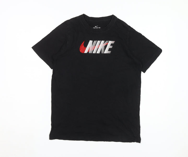 Nike Kids Black Logo T-Shirt XL Cotton Graphic Print