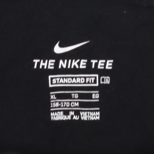 Nike Kids Black Logo T-Shirt XL Cotton Graphic Print