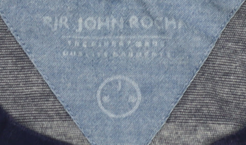 Grey Striped Henley T-Shirt for Men in Large