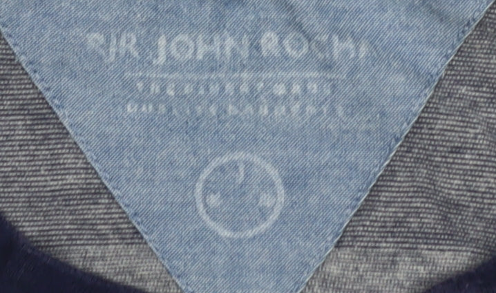 Grey Striped Henley T-Shirt for Men in Large