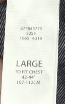 Grey Striped Henley T-Shirt for Men in Large