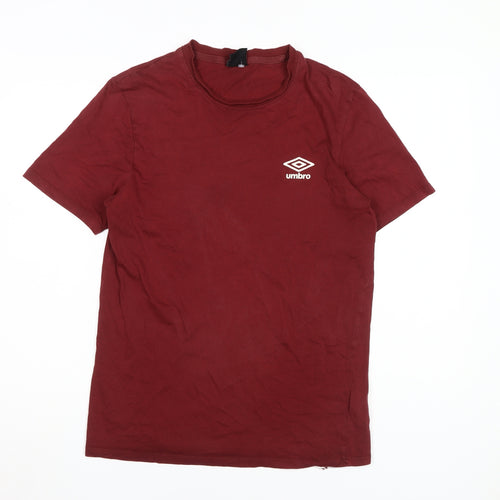 Umbro Men's Red Cotton Crew Neck T-Shirt, Size M