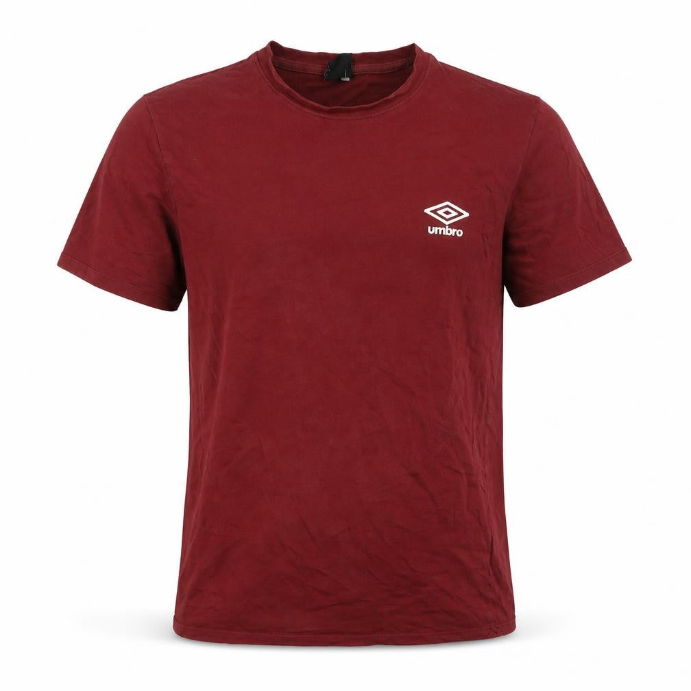 Front view of Umbro Men's Red Cotton Crew Neck T-Shirt, size M
