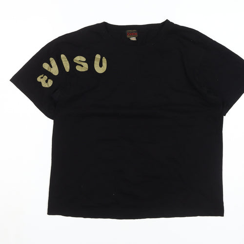 Evisu Men's Black M Graphic T-Shirt - Embroidered Art Design