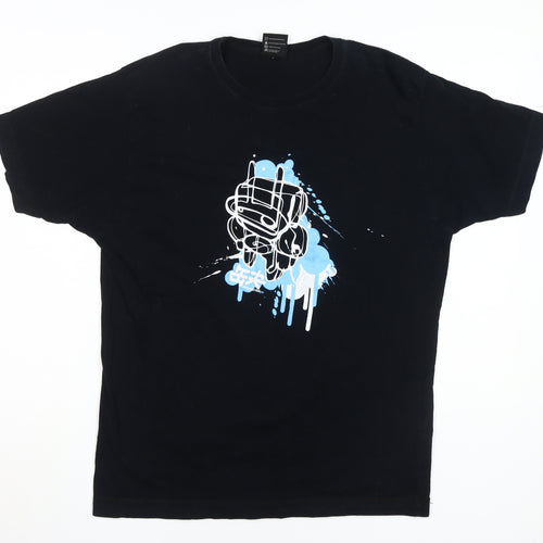 Dephect Men's Black Graphic T-Shirt L Short Sleeve