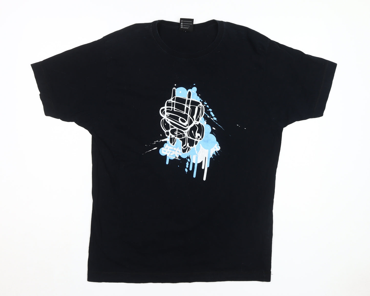 Dephect Men's Black Graphic T-Shirt L Short Sleeve