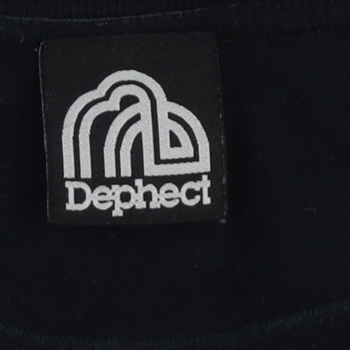 Dephect Men's Black Graphic T-Shirt L Short Sleeve
