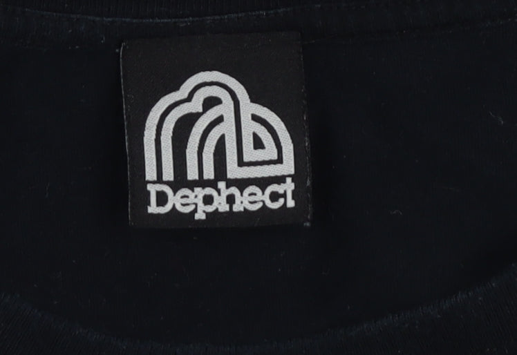 Dephect Men's Black Graphic T-Shirt L Short Sleeve