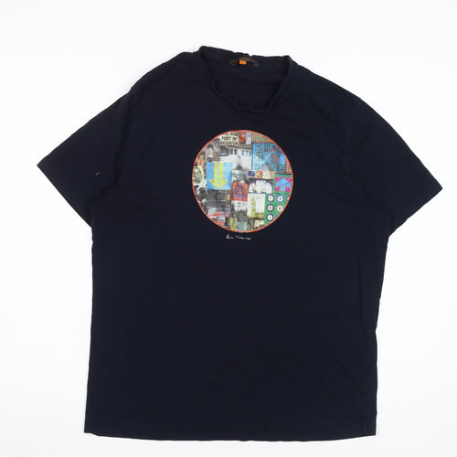 Ben Sherman Men's Blue Graphic Print T-Shirt L