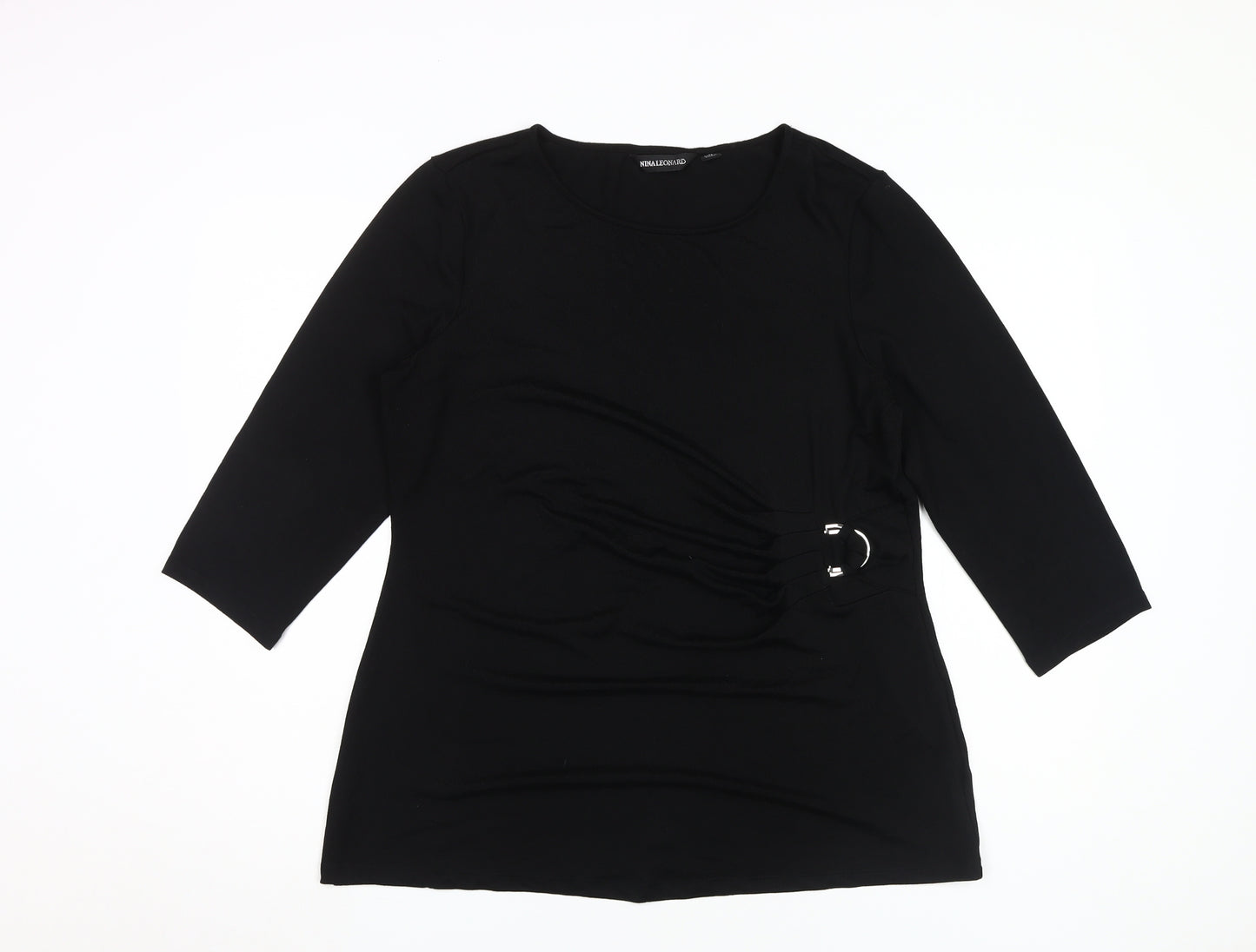 Nina Leonard Women's Black 3/4 Sleeve Tunic XL