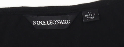Nina Leonard Women's Black 3/4 Sleeve Tunic XL