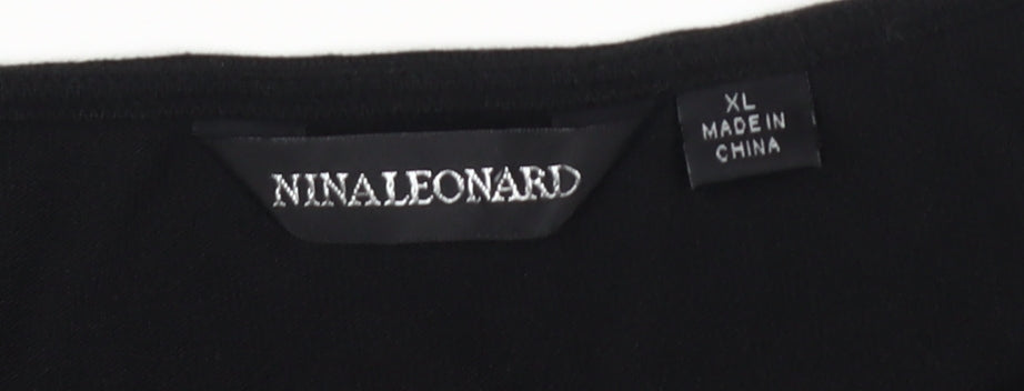 Nina Leonard Women's Black 3/4 Sleeve Tunic XL