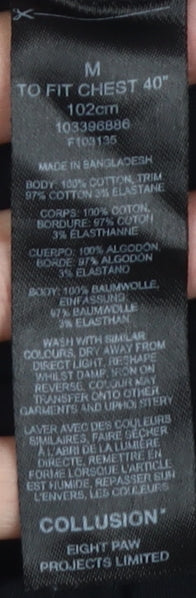 Collusion Black Crew Neck T-Shirt - M