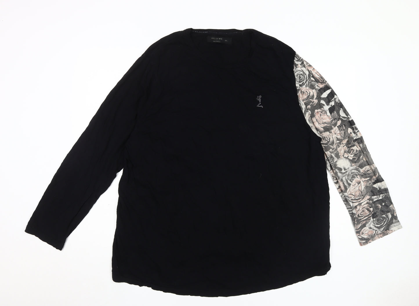 Religion Men's Black Floral 2XL T-Shirt