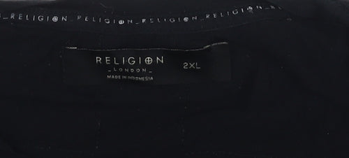 Religion Men's Black Floral 2XL T-Shirt
