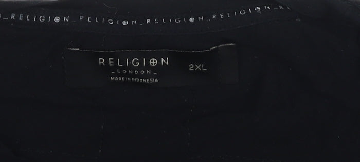 Religion Men's Black Floral 2XL T-Shirt