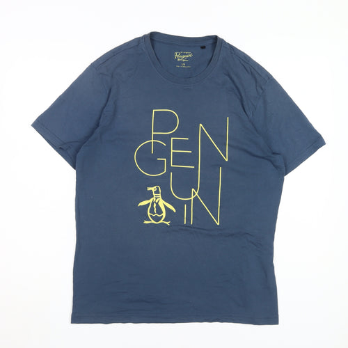 Original Penguin Men's Blue Graphic T-Shirt L
