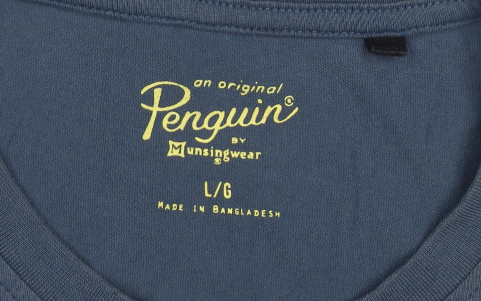 Original Penguin Men's Blue Graphic T-Shirt L