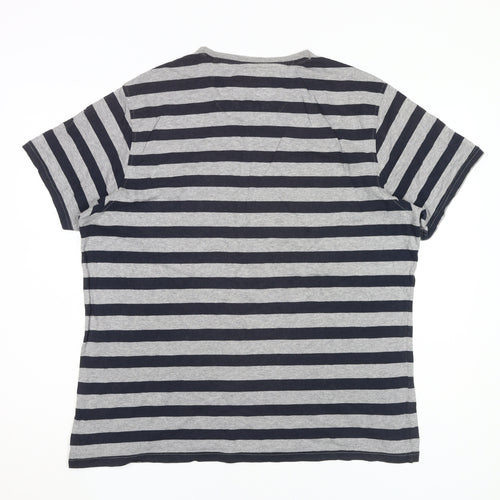 Jasper Conran Men's Grey Striped Short Sleeve T-Shirt, L