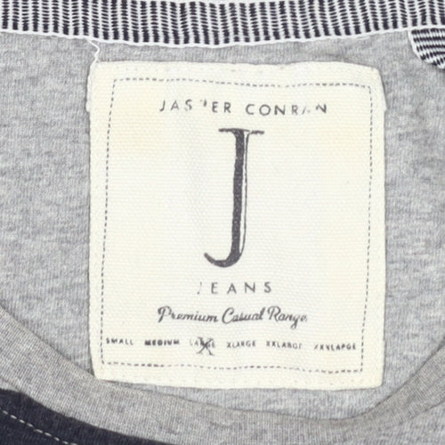 Jasper Conran Men's Grey Striped Short Sleeve T-Shirt, L