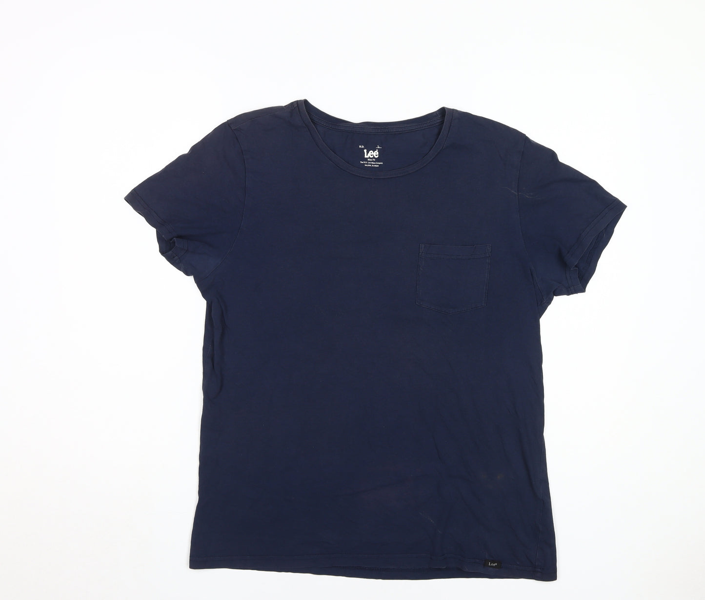 Lee Men’s Blue Slim Fit Cotton T-Shirt, L