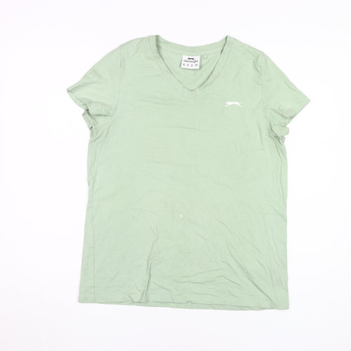 Slazenger Women's Green V-Neck T-Shirt Size 14