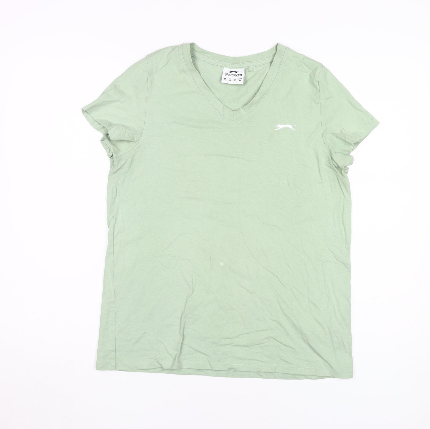 Slazenger Women's Green V-Neck T-Shirt Size 14