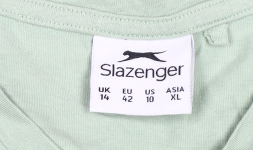 Slazenger Women's Green V-Neck T-Shirt Size 14