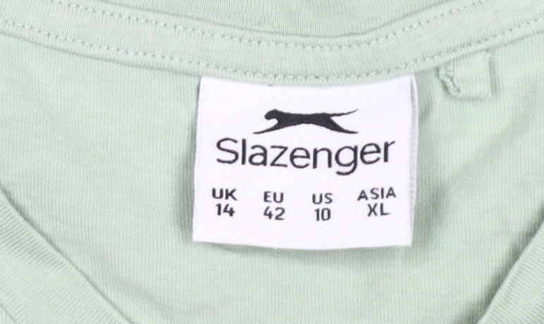 Slazenger Women's Green V-Neck T-Shirt Size 14