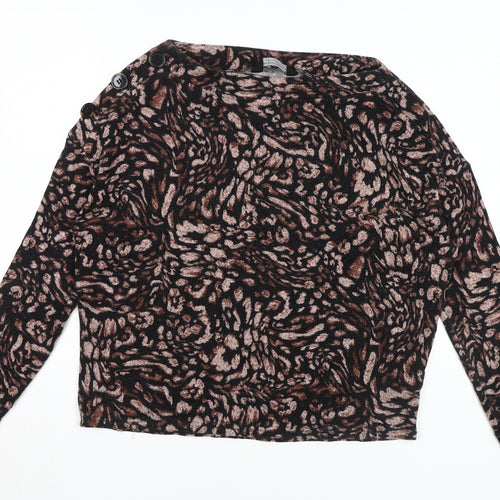 Dorothy Perkins Women's Black Animal Print Top Size 10